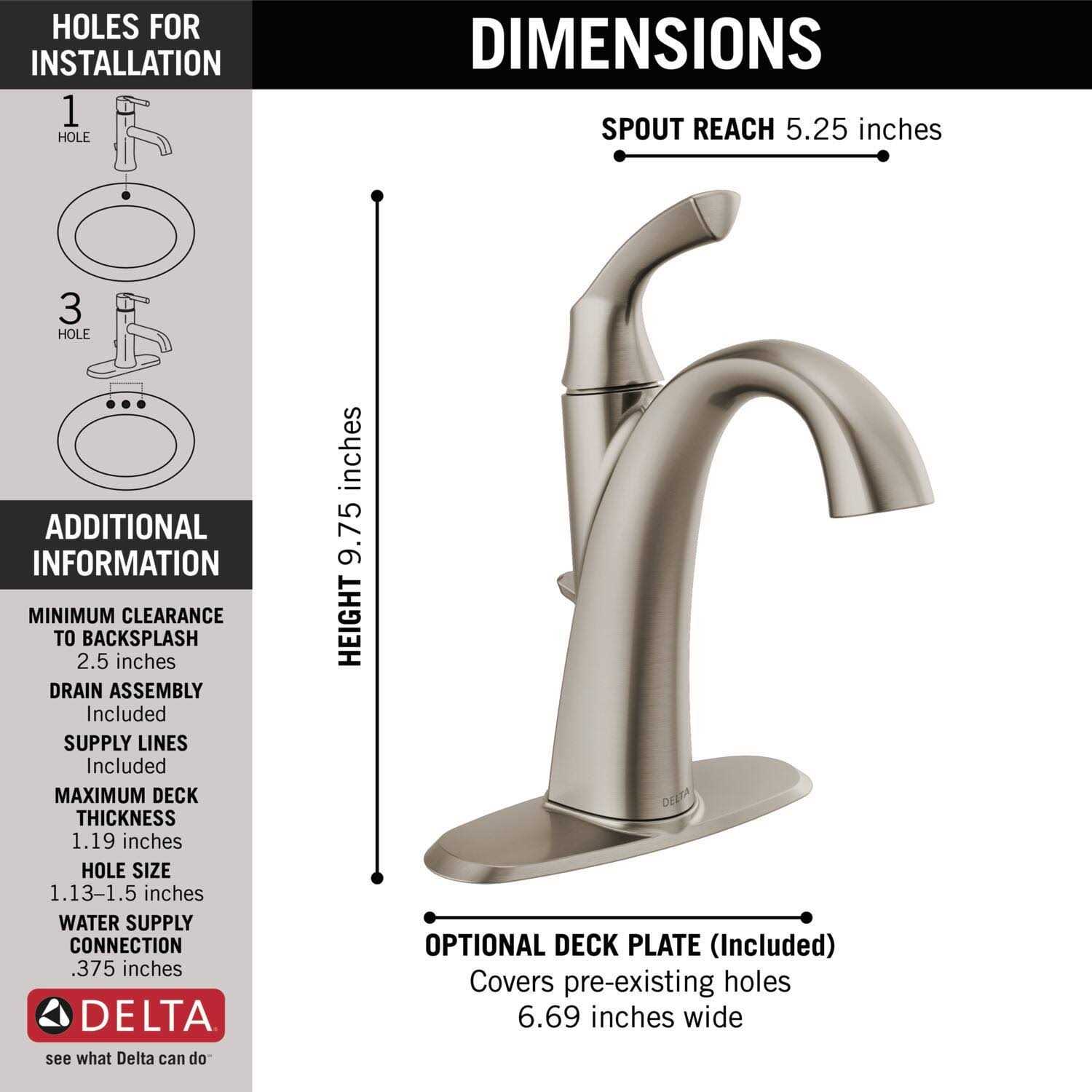 Delta Sandover Spotshield Brushed Nickel 1-Handle Single Hole WaterSense Bathroom Sink Faucet with Drain 15748Lf-Sp - Image 4
