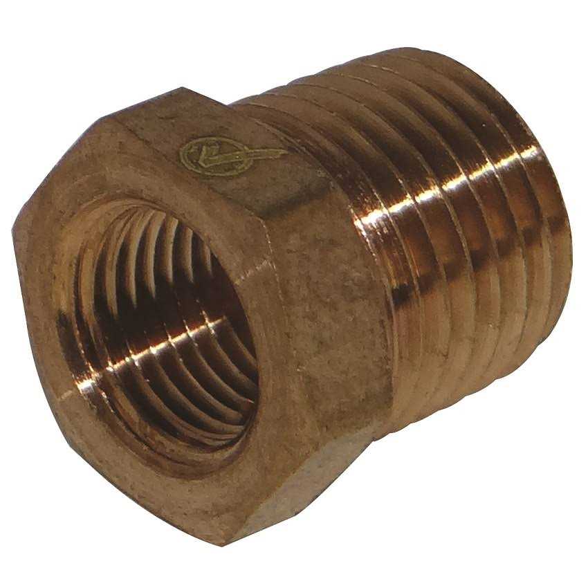 JMF Company 1/2 MPT x 3/8 FPT Yellow Brass Hex Bushing - Image 5