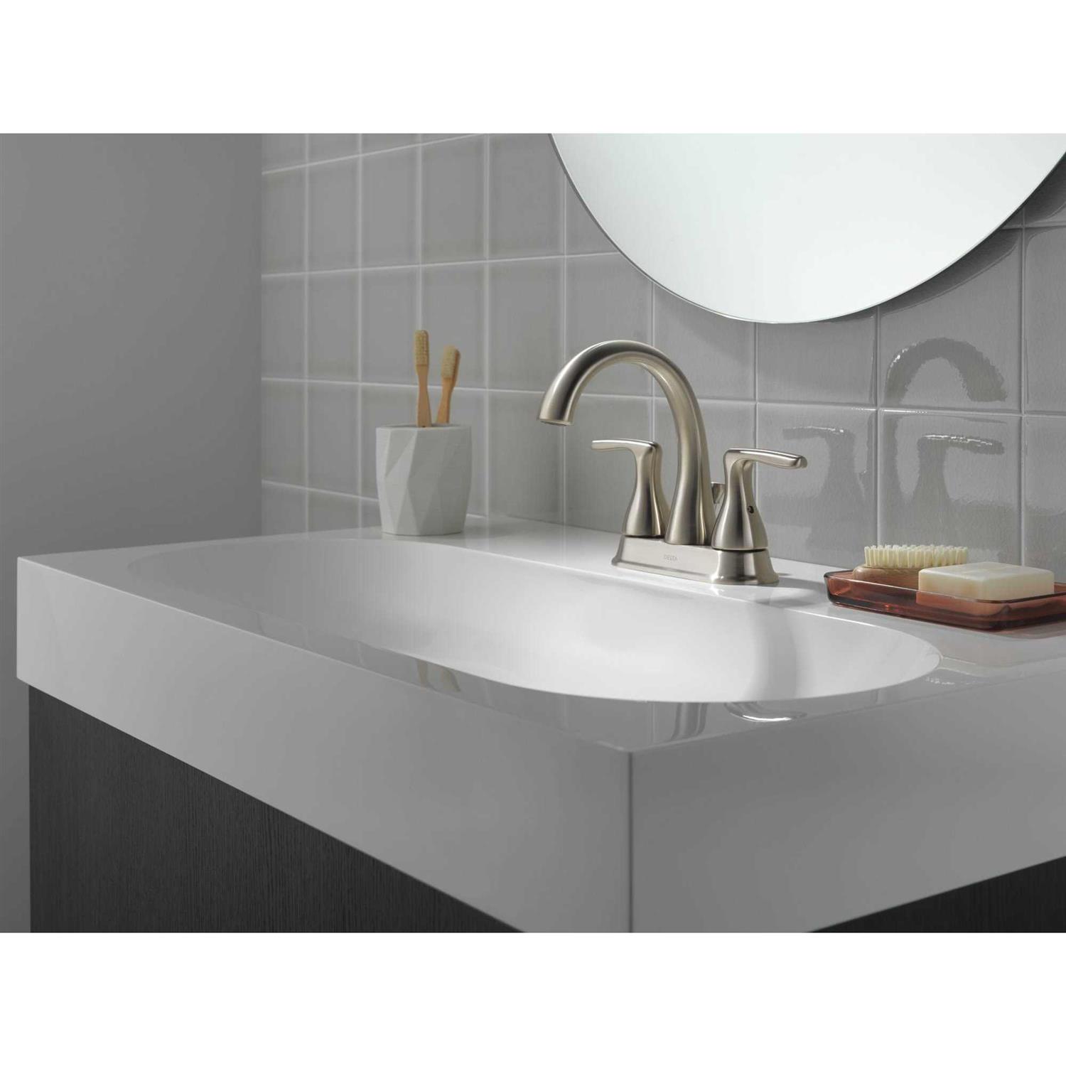 Delta Foundations 2-Handle 4-in Centerset WaterSense Bathroom Sink Faucet with Drain - Image 3