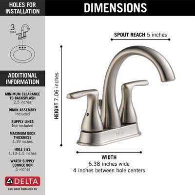 Delta Foundations 2-Handle 4-in Centerset WaterSense Bathroom Sink Faucet with Drain - Image 4