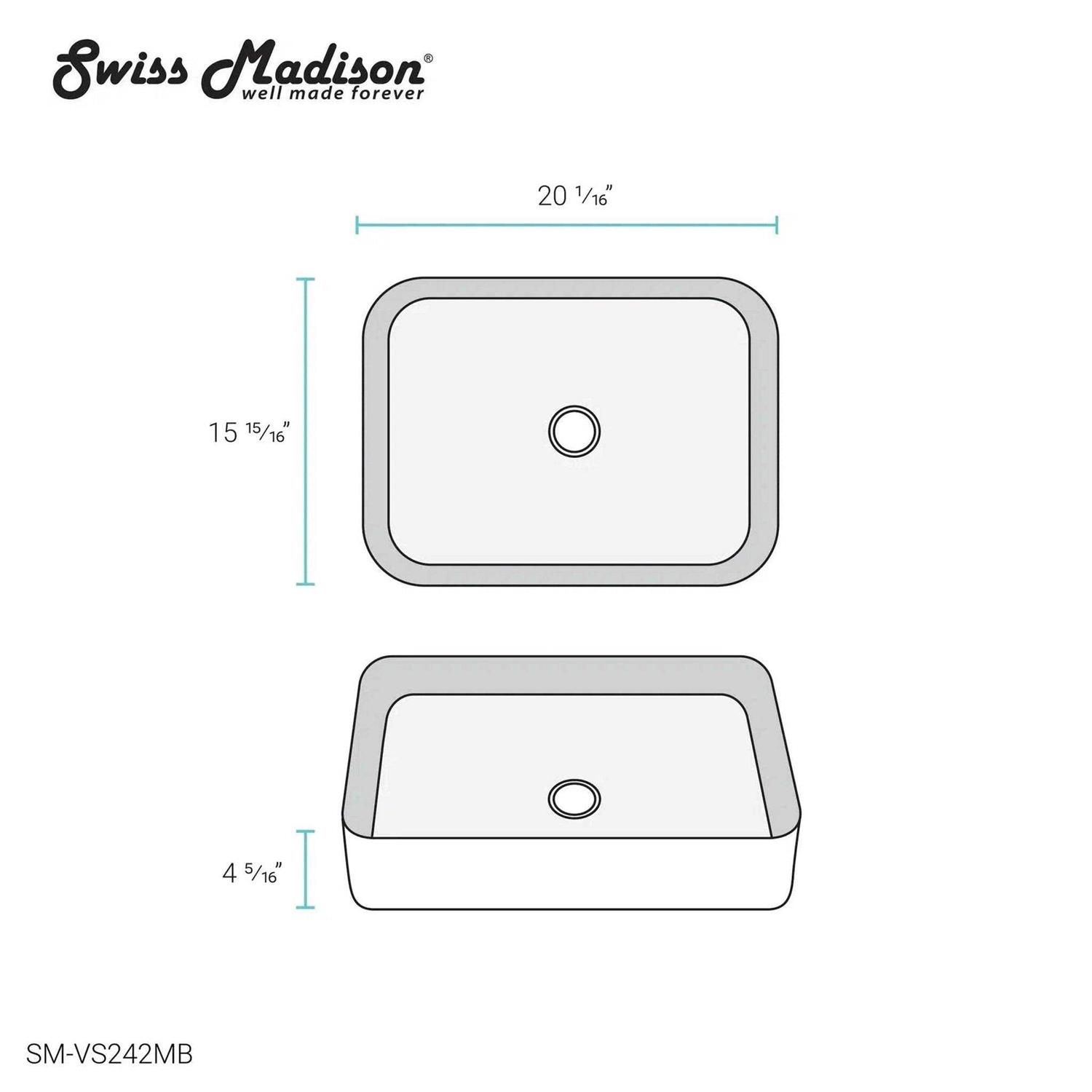 Swiss Madison Concorde Rectangle Ceramic Vessel Sink - Image 4