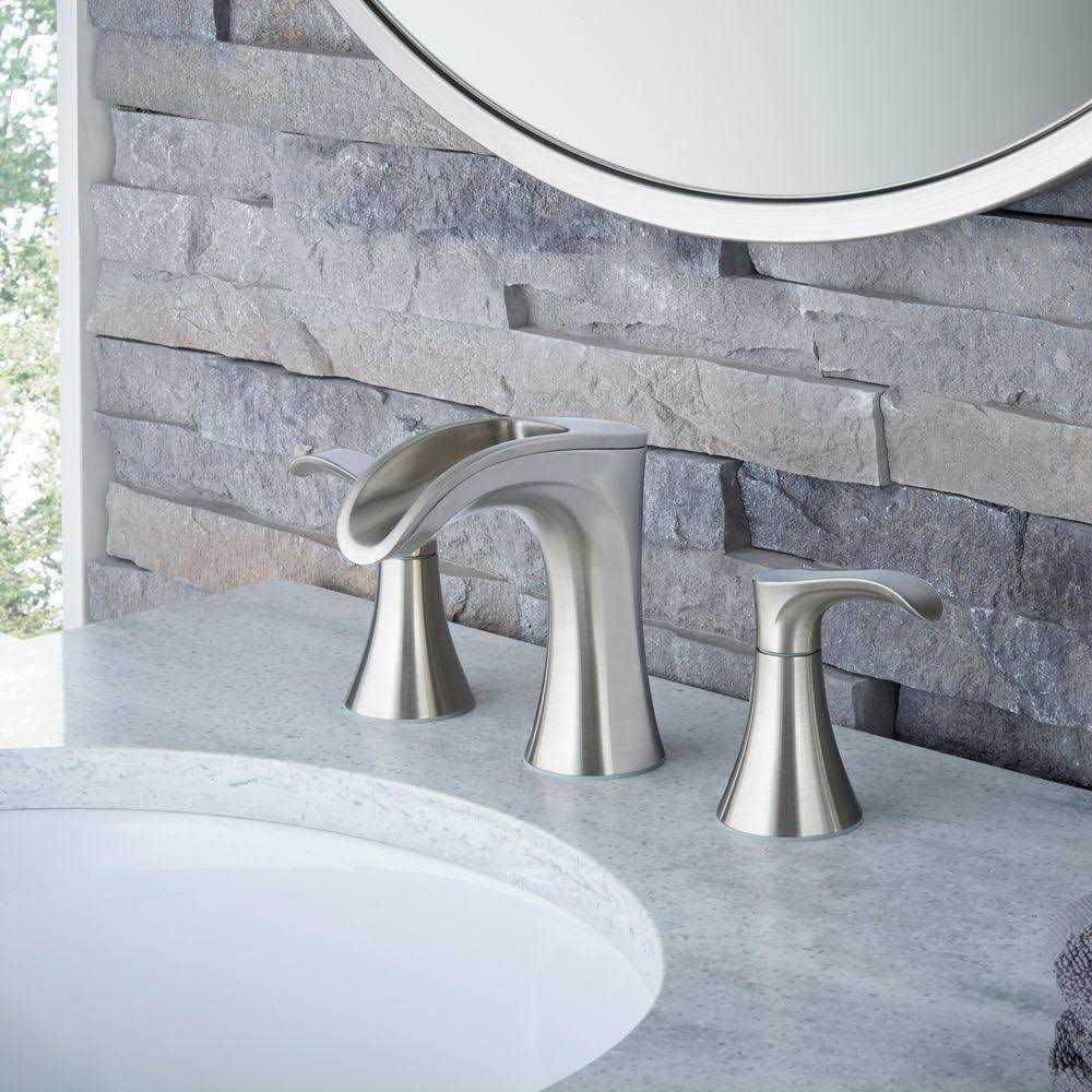 Pfister Brea 8 in. Widespread 2-Handle Waterfall Bathroom Faucet in Brushed Nickel - Image 5