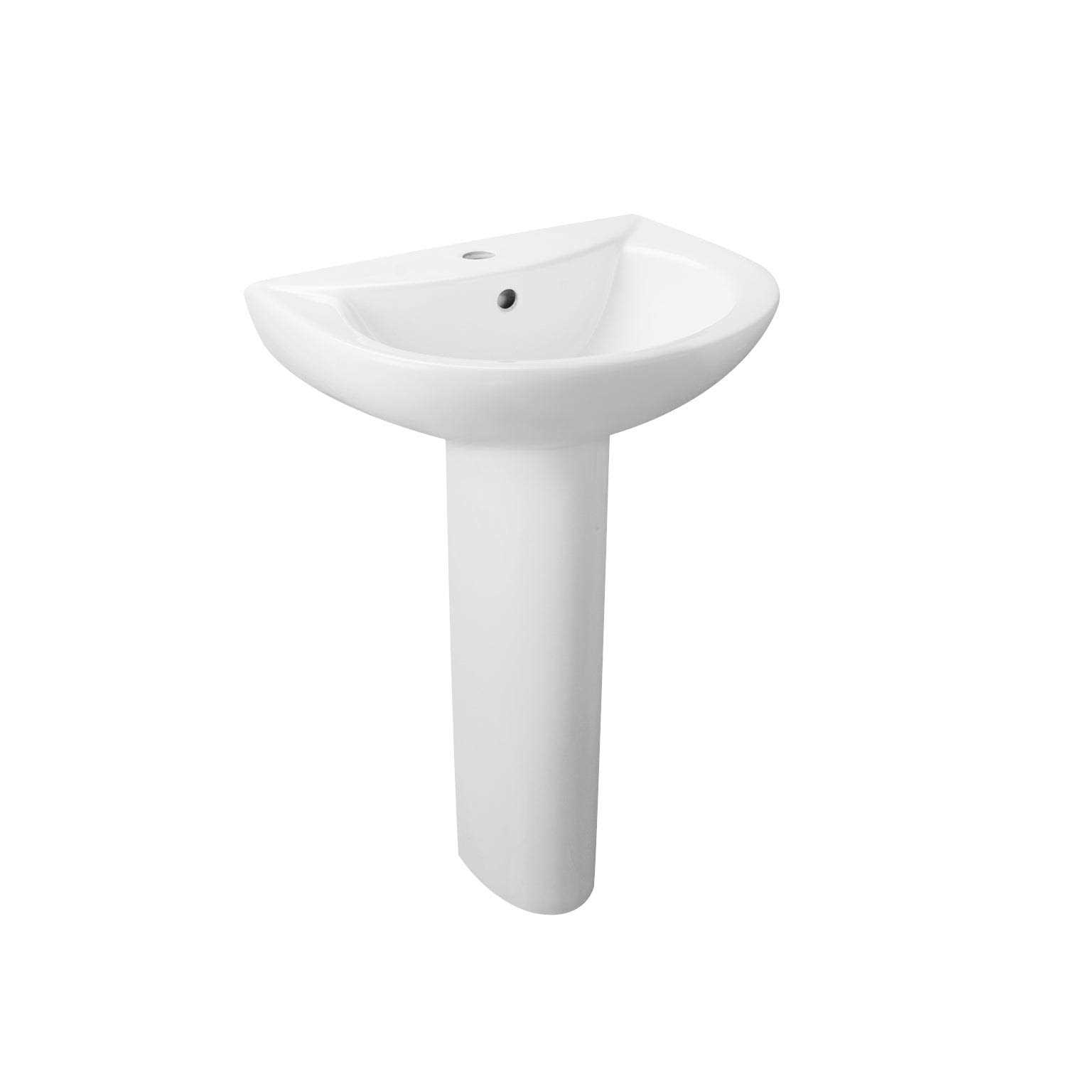 DeerValley DV-1P523 Liberty 20 X 17 U-Shape White Ceramic Pedestal Bathroom Sink With Overflow - Image 5
