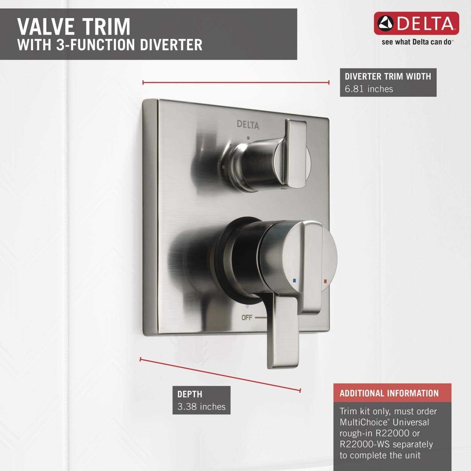 Delta Ara Angular Modern Monitor 17 Series Valve Trim with 3-Setting Integrated Diverter - Image 3