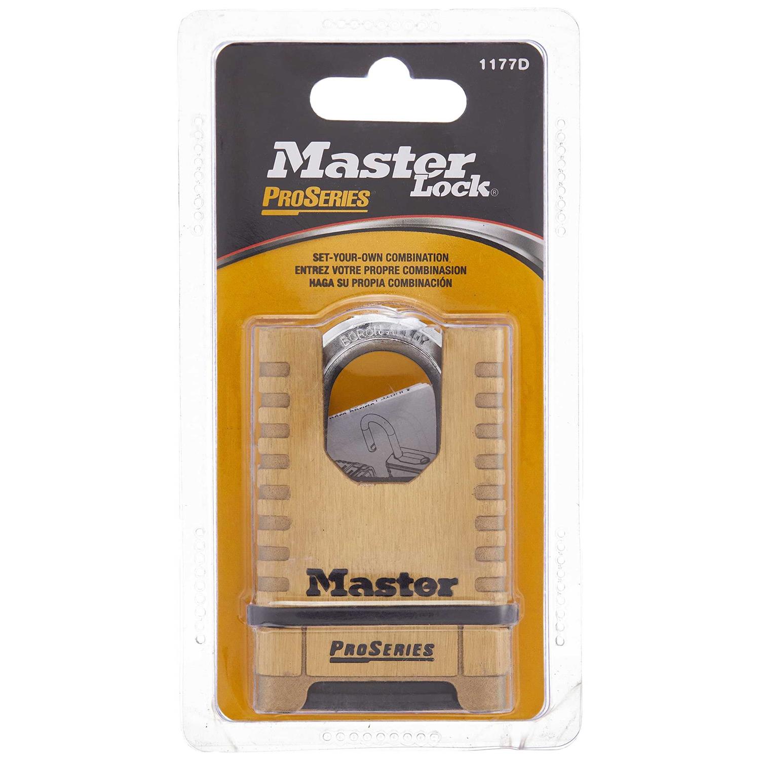 Master Lock 1177 Combination Padlock, Bottom, 4 Dial, Brass - Image 5