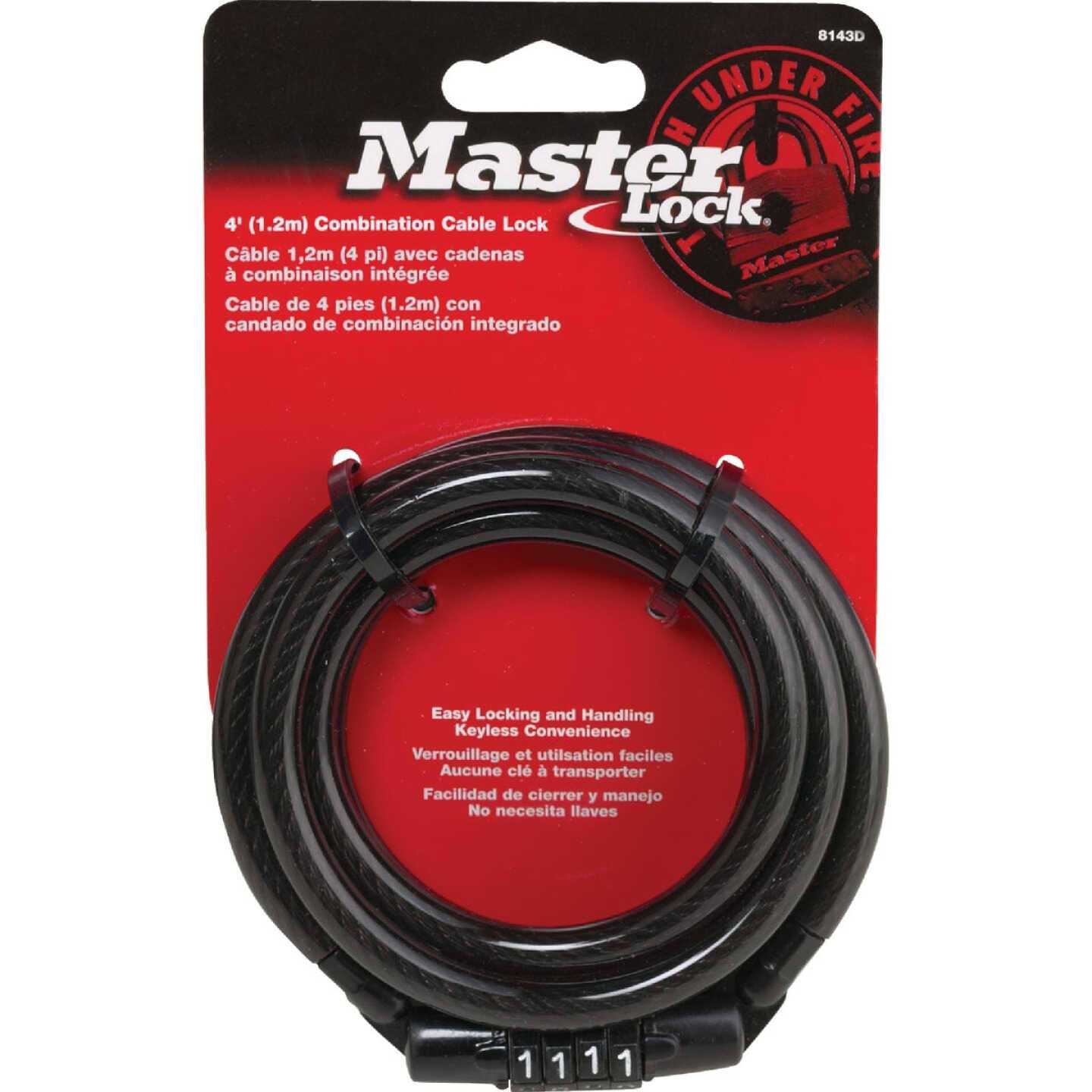 Master Lock Combination Barrel & Cable Padlock, 4' x 8 mm - Image 3