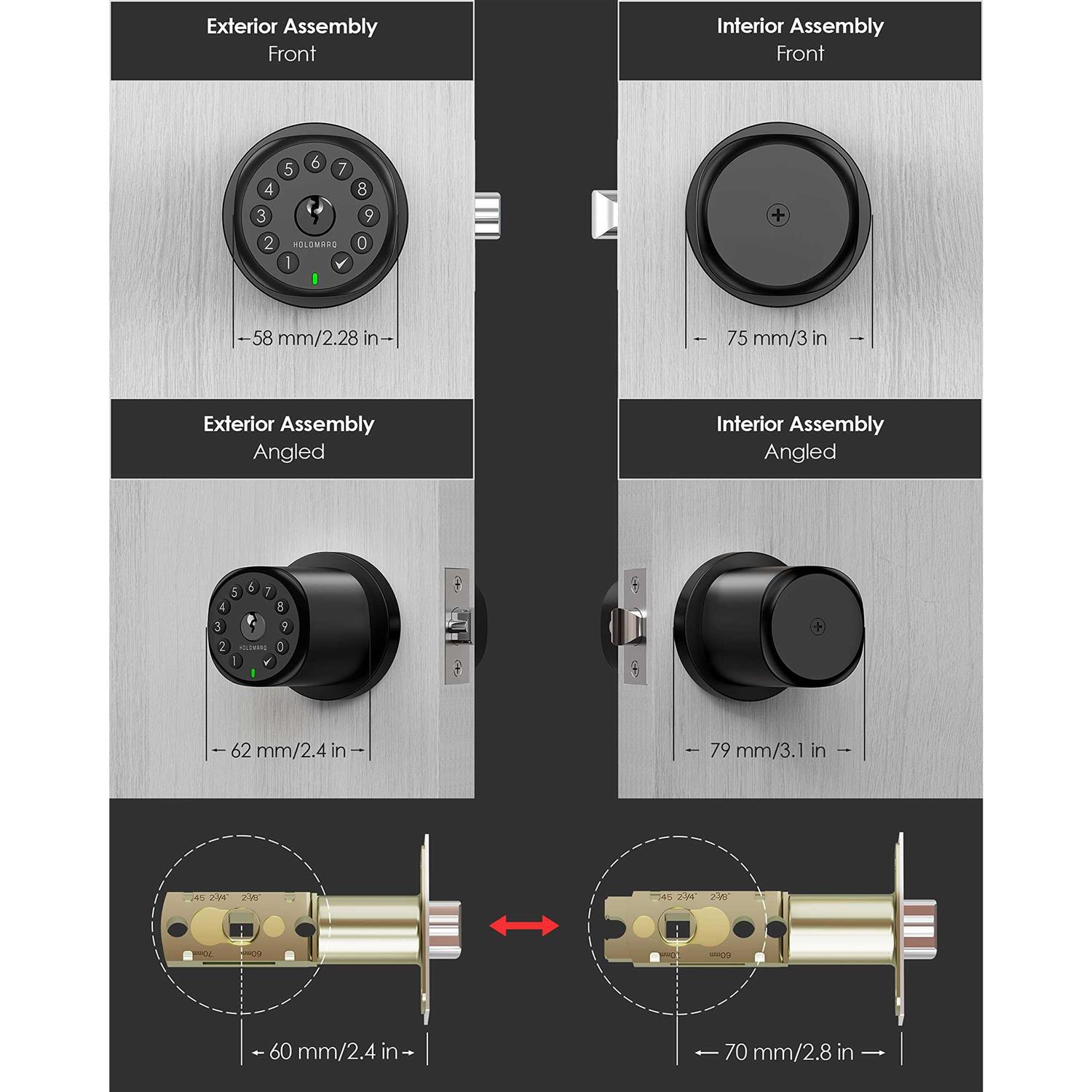 Holomarq Door Knob with Keypad for Interior Combination Bedroom Door L - Image 3