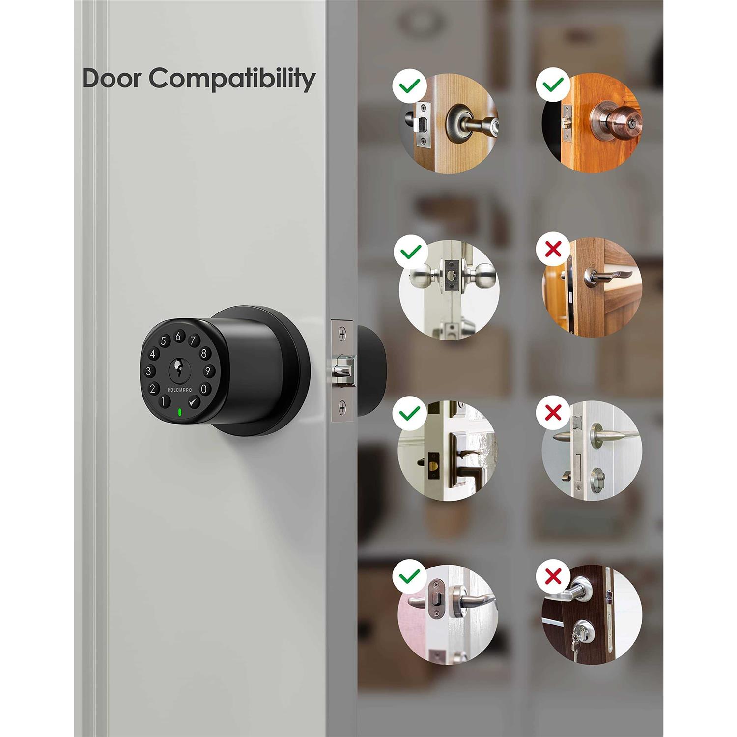 Holomarq Door Knob with Keypad for Interior Combination Bedroom Door L - Image 5
