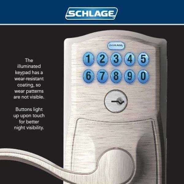 Schlage FE595 CAM/GEO Camelot Keypad Flex-Lock Entry Knobset with Georgian Knob Matte Black - Image 4
