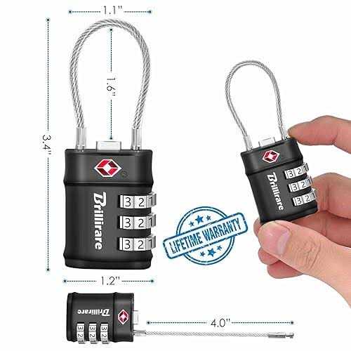2 Pack TSA Approved Luggage Locks Combination Travel Cable Lock 3-Digit Waterproof Padlock - Image 3