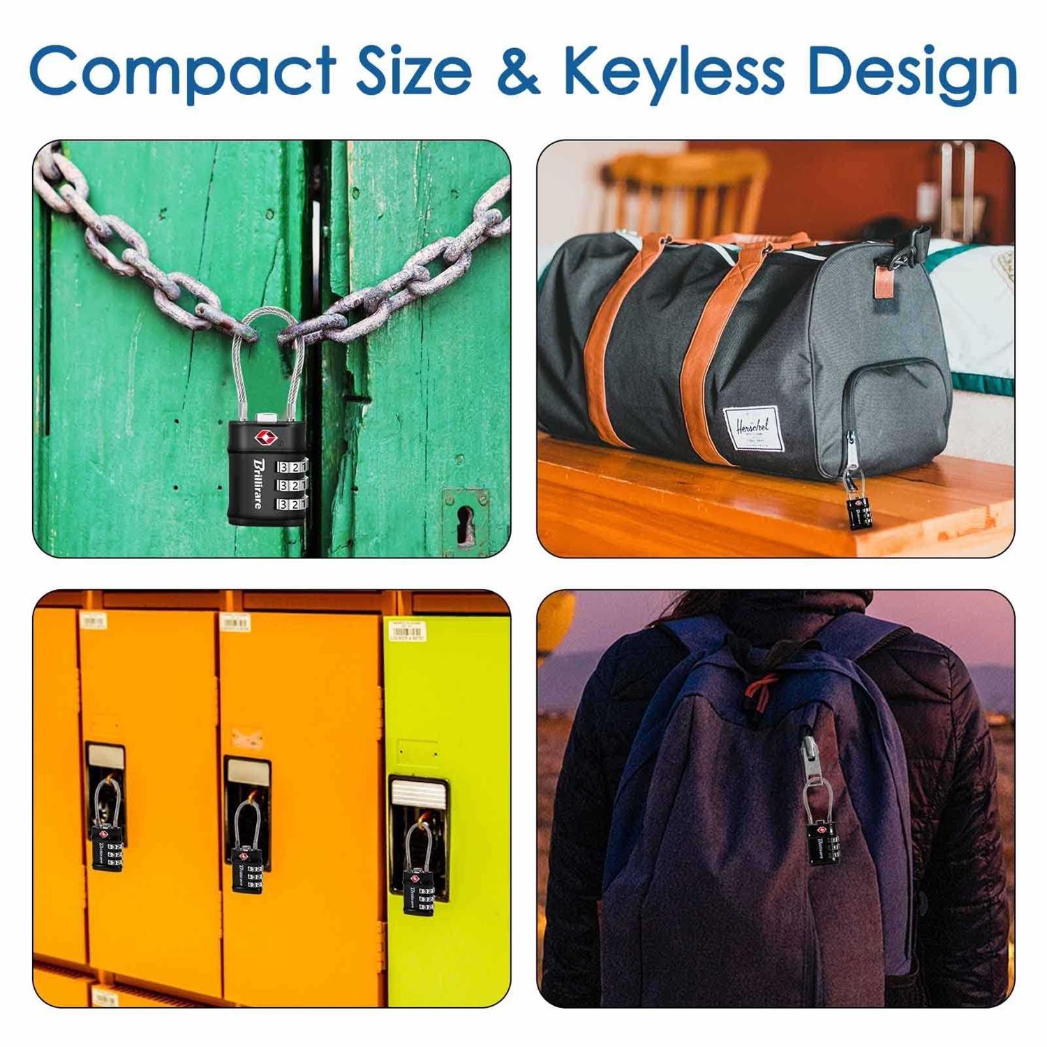 2 Pack TSA Approved Luggage Locks Combination Travel Cable Lock 3-Digit Waterproof Padlock - Image 5