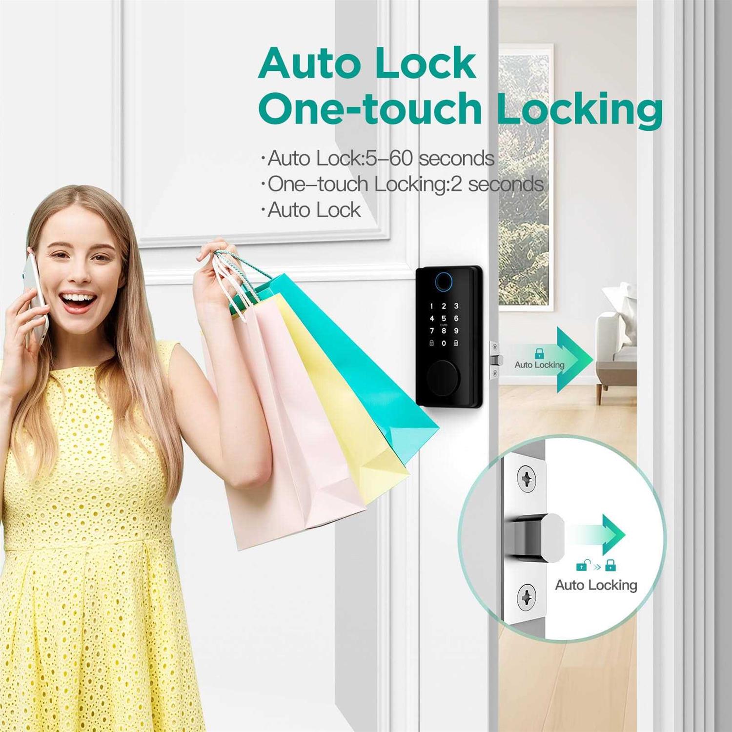 Smart Lock Fingerprint Door Lock DINSTECH 5-in-1 Keyless Entry Door Lock - Image 4