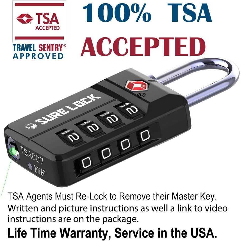 SURE LOCK TSA Approved Travel Luggage Locks Open Alert Combination Lock for School Office Gym Locker,Toolbox - Image 4